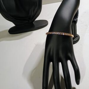 Delicate Gold-P Bracelet with Clear CZ stones 3in Break Apart Opening